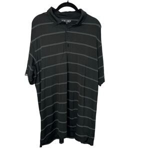 Matte Grey Polo Golf Shirt Men's Size XL Striped Black Short-Sleeved